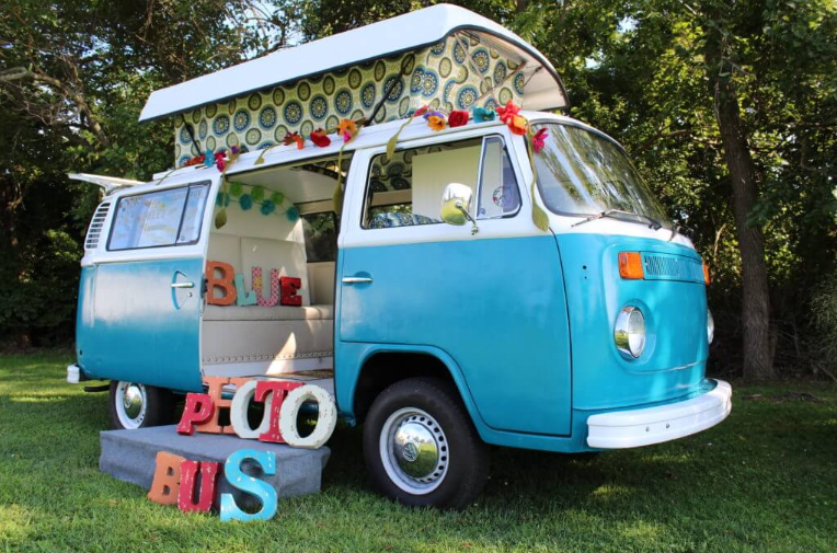 Blue Photo Bus vintage VW photo booth bus